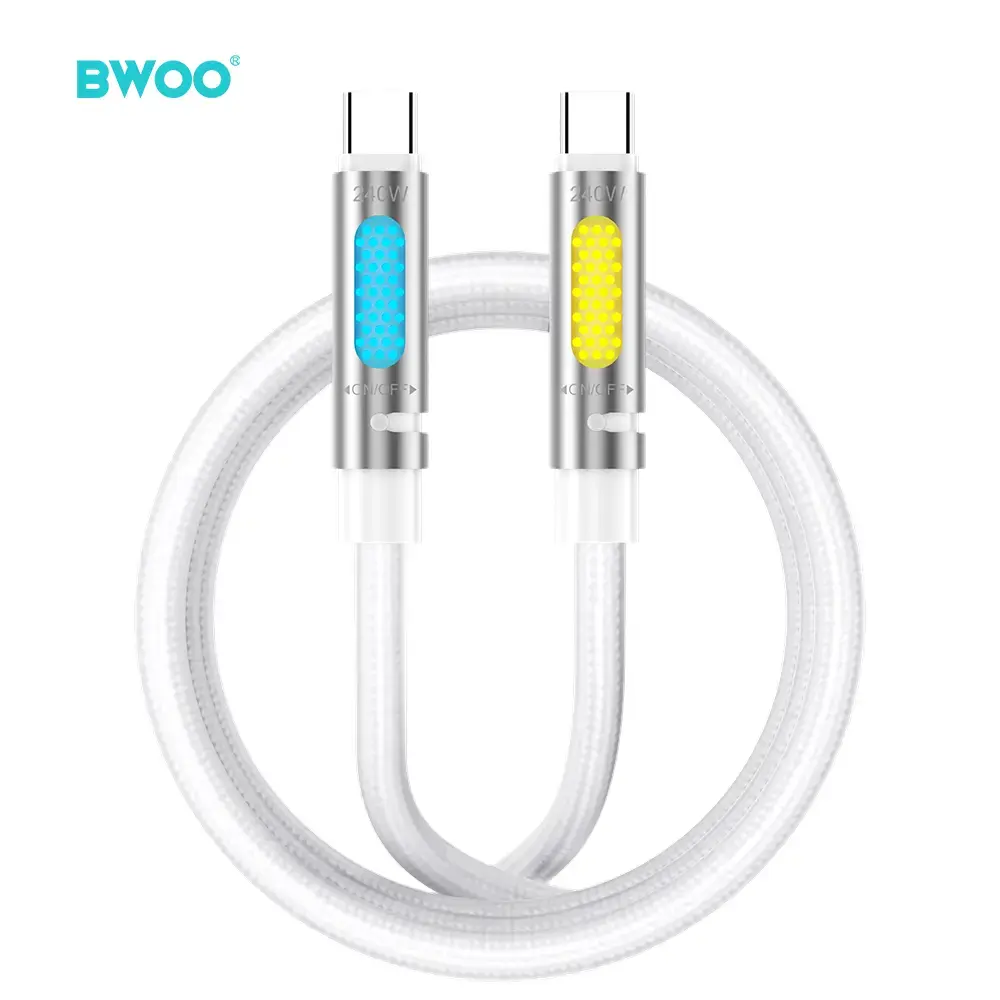 BWOO X325C-C datu pārraides un uzlādes vads | USB-C uz USB-C | 240W | balts