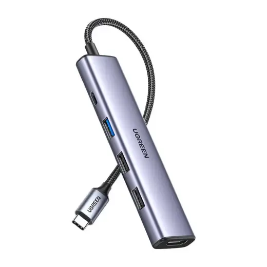 Adapteris HUB UGREEN CM478 USB-C uz HDMI, USB-A 3.0, 2x USB-A 2.0, PD