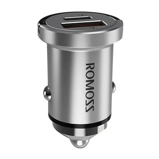 Romoss AU45T Car Charger, USB + USB-C, PD + QC 45W (Silver)