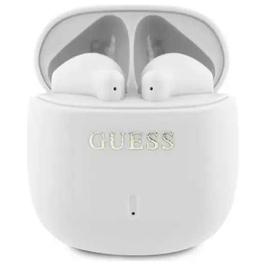Guess słuchawki Bluetooth GUTWSJ14ESGH    TWS + stacja dokująca biały|white Printed Classic Logo