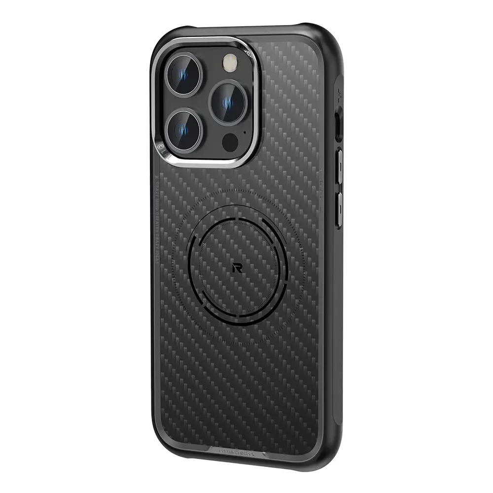 Rock Kevlar Series Aramid Fiber Magnetic Case for Iphone 15 black