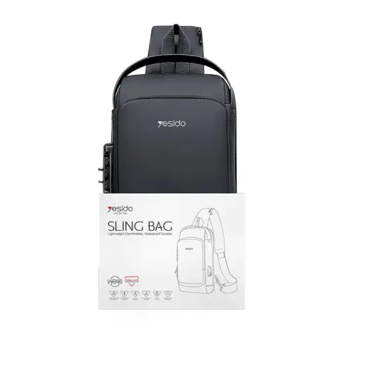YESIDO WB46 WATERPROOF SHOULDER BAG  7 INCHES BLACK