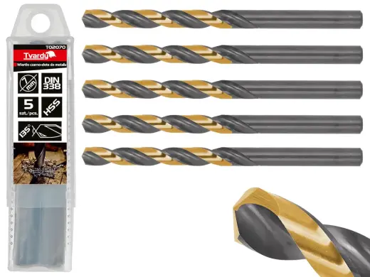 HSS 7.00mm melni-zelta metāla vītņurbis