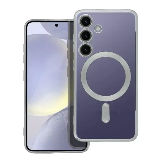 Electro Mag telefono dėklas su MagSafe palaikymu Samsung Galaxy S24 (S921) sidabrinis