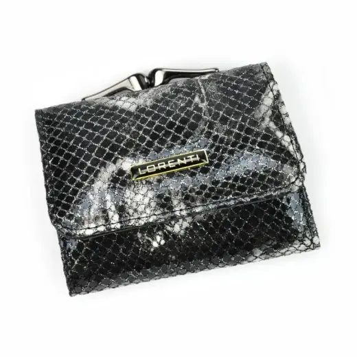 Кожаный кошелек Lorenti 55287-MSN RFID - черный - серебрянный