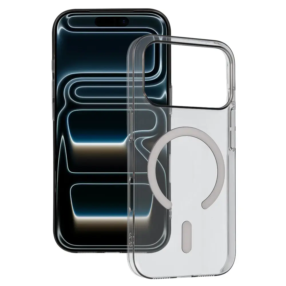 Transparent Slim maciņš ar MagSafe atbalstu telefonam iPhone 17 Pro caurspīdīgs pelēks