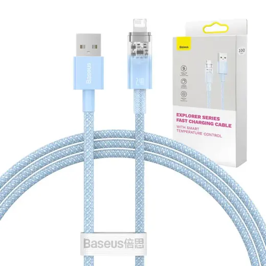 Baseus Explorer data transfer and charging cable | USB-A to Lightning | 12W | 1m | blue