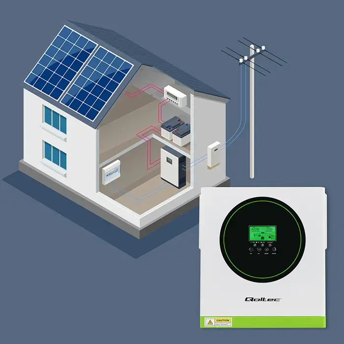 Qoltec Hybrid Solar Inverter Off-Grid 1500W | 100A | 12V| MPPT | Sinus | Wi-Fi optional| Power factor 1.0