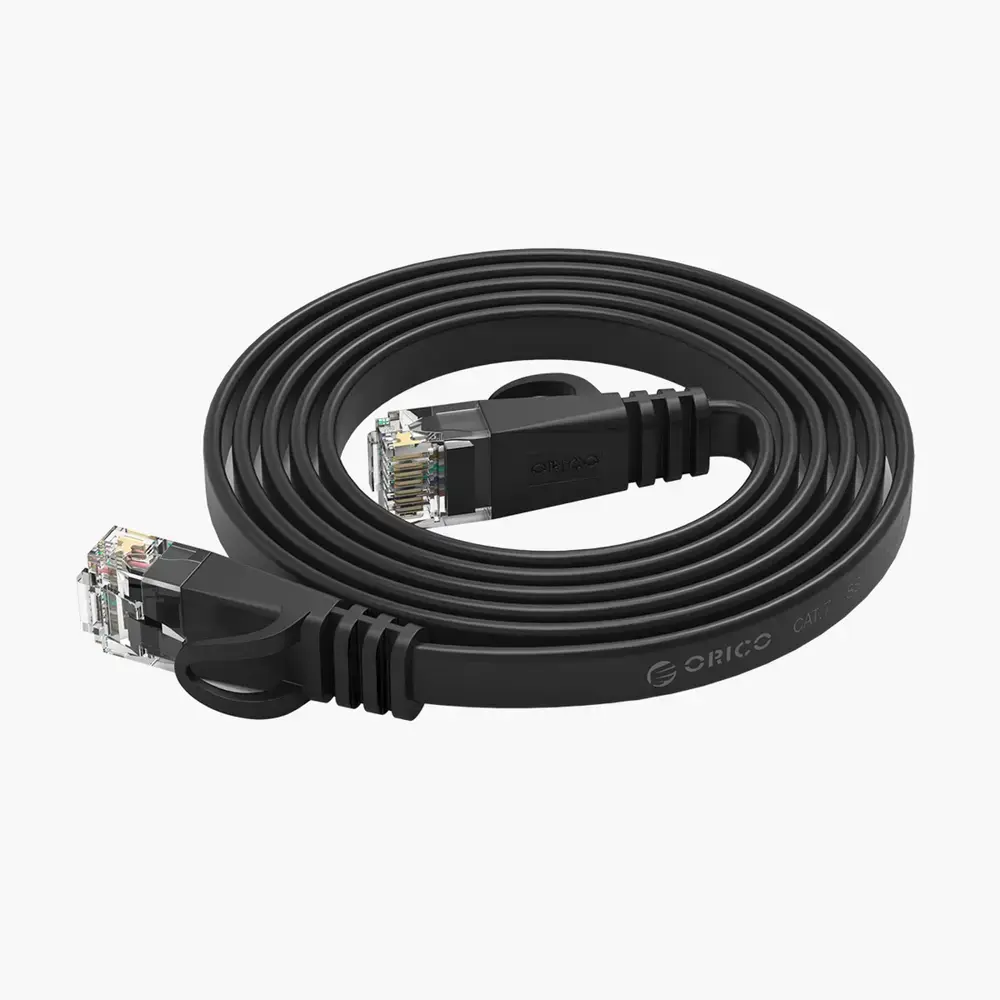 Kabel sieciowy Ethernet Orico PUG-C7B CAT7 10Gbps RJ45 internetowy LAN płaski 8 m - czarny