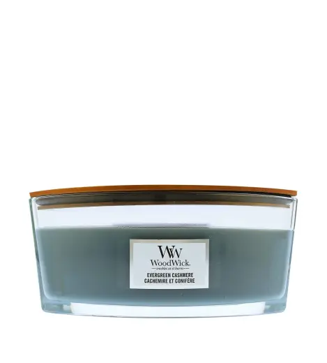 WoodWick Evergreen Cashmere scented candle with wooden wick 453,6 g