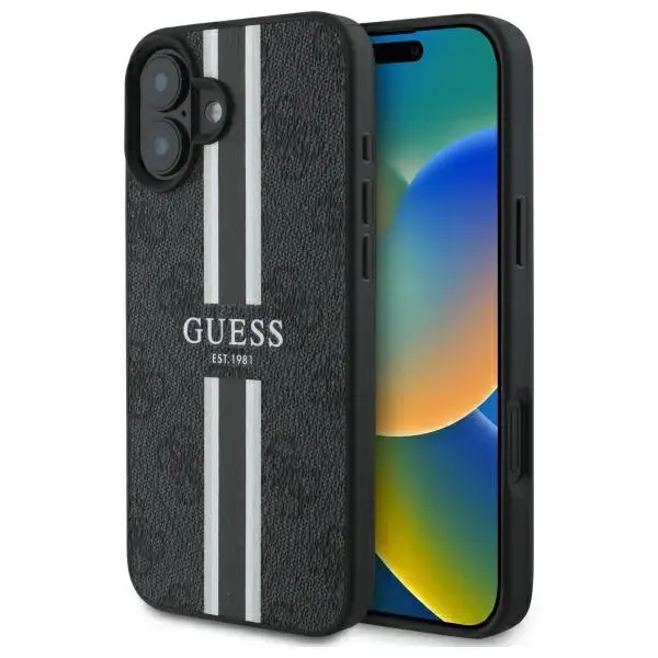 Guess GUHMP16SP4RPSK iPhone 16 6.1"       czarny|black hardcase 4G Printed Stripes MagSafe
