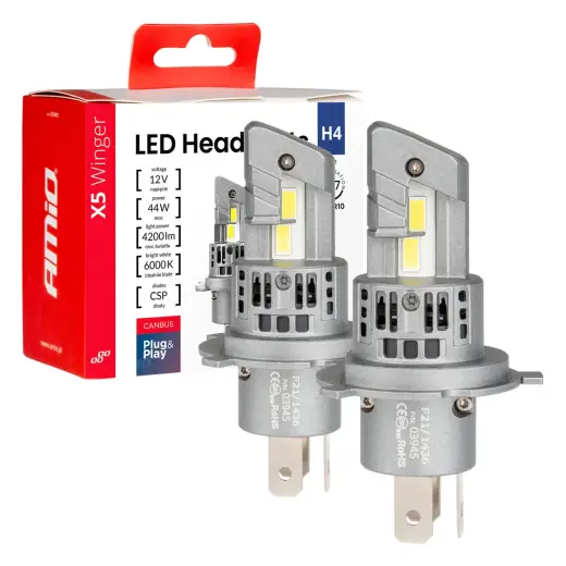 LED Headlights X5-series WINGER H4 6000K max 50W AMIO-03945