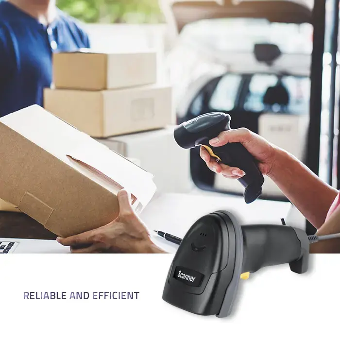 Qoltec 1D Laser barcode scanner with stand | USB