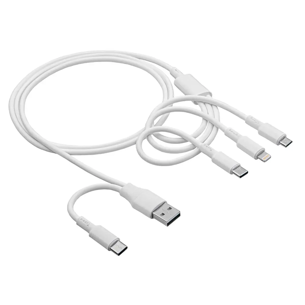 Cable USB Akyga AK-USB-52 USB A + USB type C | micro USB B (m) + USB type C (m) + Lightning (m) 1.2m