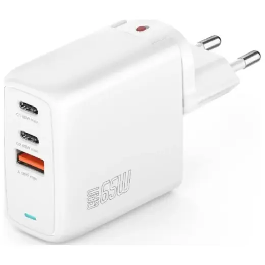 4smarts Flex tīkla lādētājs | 65W | GaN | USB-C, USB-A | balts