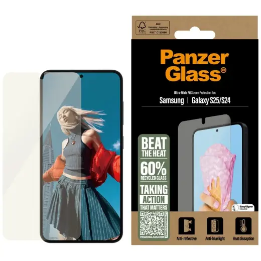 PanzerGlass Ultra-Wide Fit tempered glass for phone Samsung Galaxy S25
