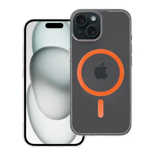 Drop Glue Colorful Ring phone case with stand and MagSafe support for iPhone 15 orange