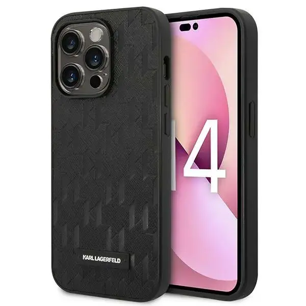 Karl Lagerfeld Saffiano Monogram Case for iPhone 14 Pro Max Black