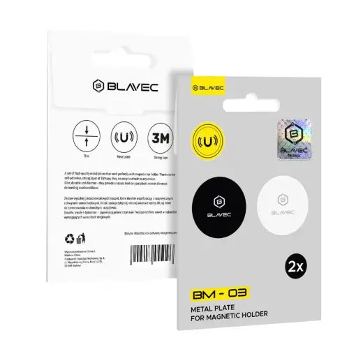 Blavec Metal plate for magnetic holder BM-03 set of 2 pieces round (40mm) black and silver