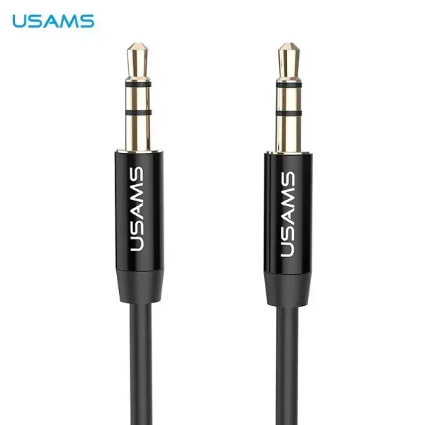 USAMS Adapter audio jack 3,5m - 3,5m 1m czarny|black YP101 (YP-01)