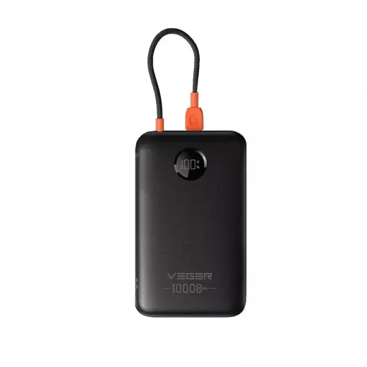 Veger K1C W1189 väline akupank (powerbank) | 10 000 mAh | 22.5W | PD, QC3.0 | USB-C | black