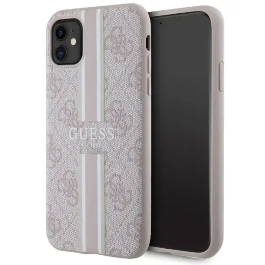 Guess GUHMN61P4RPSP 4G Printed Stripes telefoni ümbris MagSafe toega iPhone 11 | iPhone XR roosa