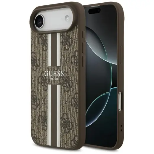 Case Guess 4G Printed Stripes MagSafe for iPhone 17 Air brown