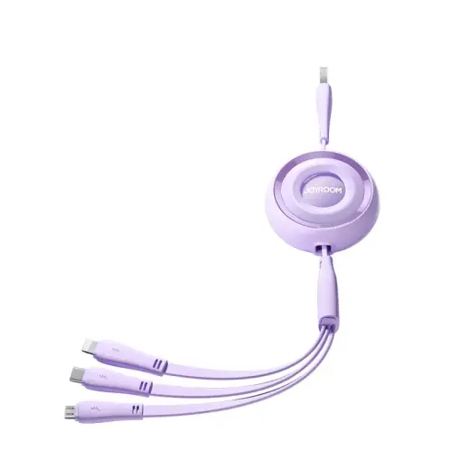 Joyroom S-A40 3-in-1 datu pārraides un uzlādes vads | USB-A uz USB-C, Lightning, Micro USB | 15W | 1m | violets