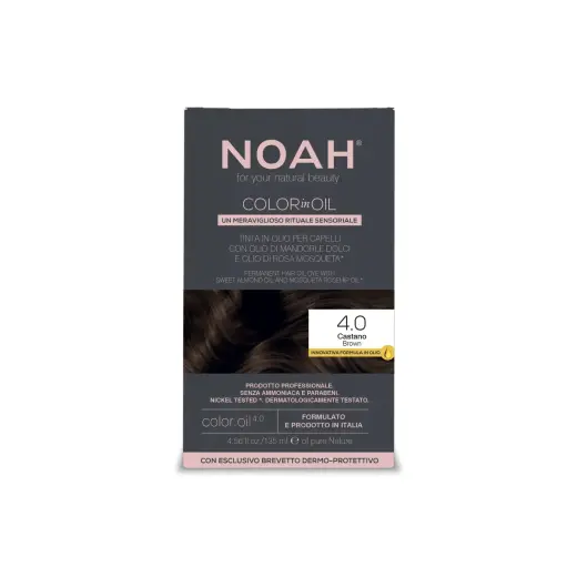 Noah, Color In Oil, Permanent Hair Colouring Oil, Grey Coverage & Long-Lasting Colour, 4.0 Brown, 135 ml