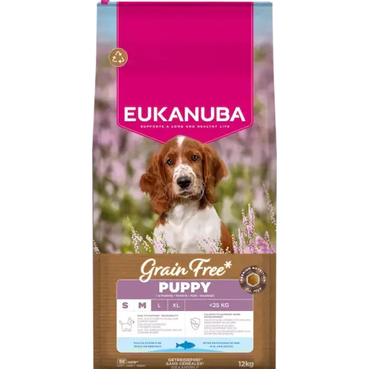 Sausa barība kucēniem - Eukanuba Puppy & Junior Small & Medium GRAIN FREE OCEAN FISH 12 kg