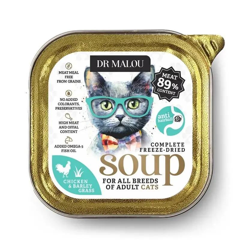 Zupa kaķiem - DR Malou, Freeze-dried soup for cats, chicken with G52, 12g
