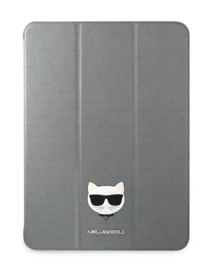 KLFC12OCHG Karl Lagerfeld Choupette Head Saffiano Folio Cover for iPad Pro 12.9 Silver