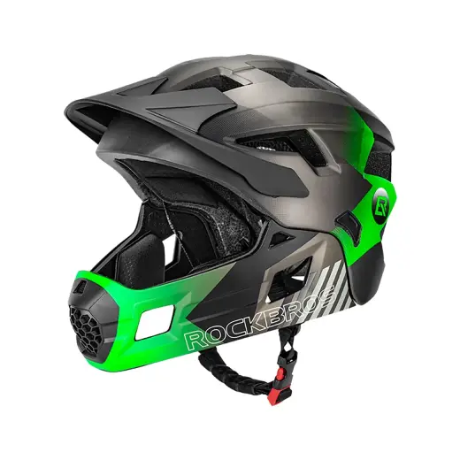 Rockbros TS-61 10110061003 Children's Bike Helmet with Detachable Chin Size S (48-54) - Green