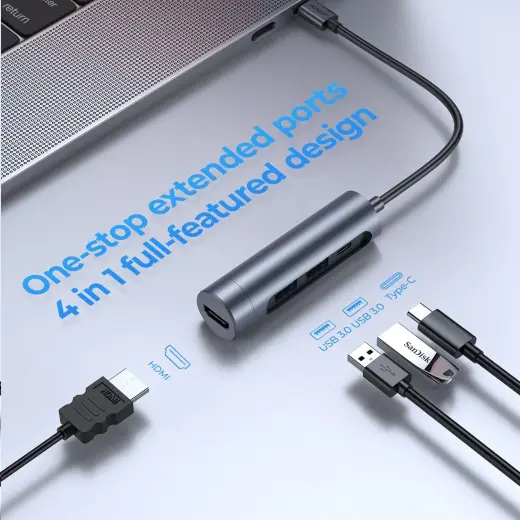 Joyroom S-H113 4in1 Concealed Docking Station USB 3.0, 2+HDMI, Type-C