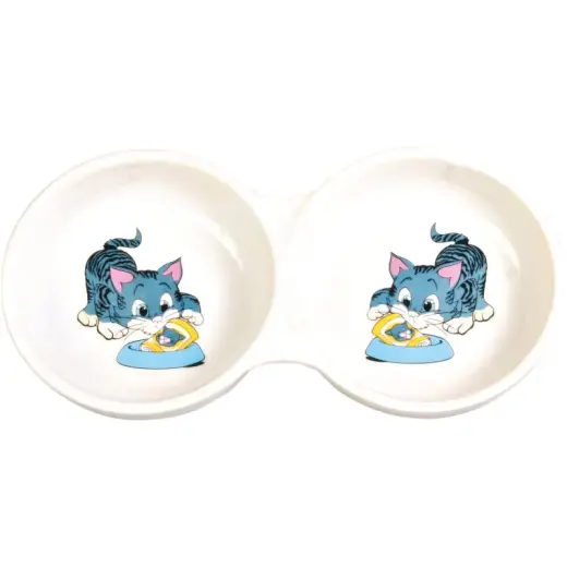 Bļoda dzīvniekiem, keramika - Trixie Double Bowl, 2*0.15l/11cm