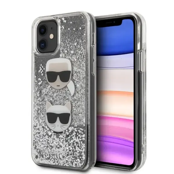 Karl Lagerfeld KLHCN61KCGLSL iPhone 11 6,1" | Xr hardcase srebrny|silver Glitter Karl&Choupette