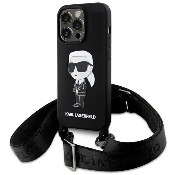 Karl Lagerfeld KLHCP15LSCBSKNK iPhone 15  Pro 6.1" hardcase czarny|black Crossbody Silicone Ikonik