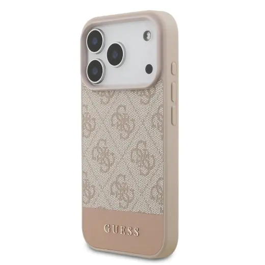 Guess PU 4G Stripe maciņš telefonam iPhone 17 Pro rozā