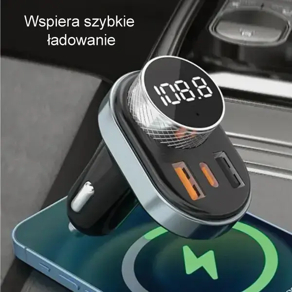 AWEI C-843 brīvroku komplekts ar FM raidītāju, Bluetooth 5.0, MP3, 1xUSB+1xUSB-C melns|melns