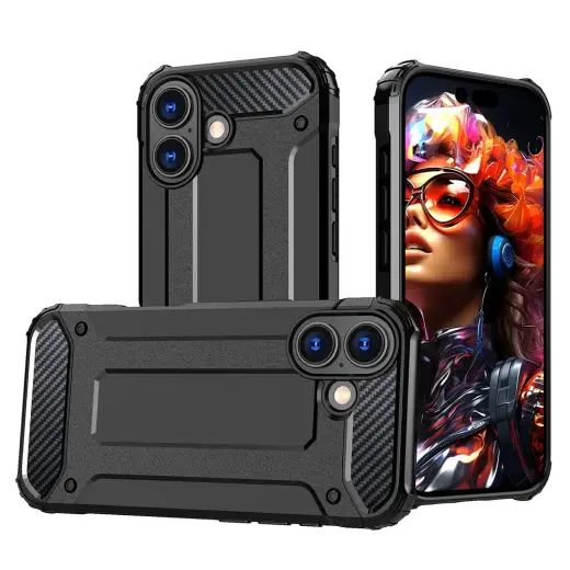 Hybrid Armor telefono dėklas iPhone 17 juodas