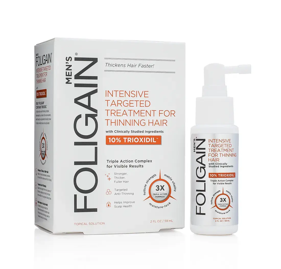 Foligain Triple Action Treatment for Thinning Hair for Men with 10% Trioxidil® (2 Fl Oz) 59ml 1 Month Supply