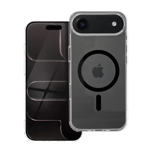 Drop Glue Colorful Ring telefono dėklas su stovu ir MagSafe palaikymu iPhone 17 Air juodas