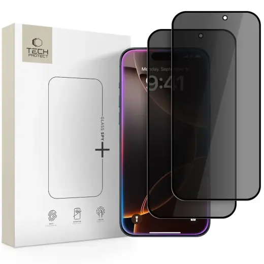 SZKŁO PRYWATYZUJĄCE TECH-PROTECT GLASS SPY+ 2-PACK IPHONE 16 PRO MAX | 17 PRO MAX PRIVACY