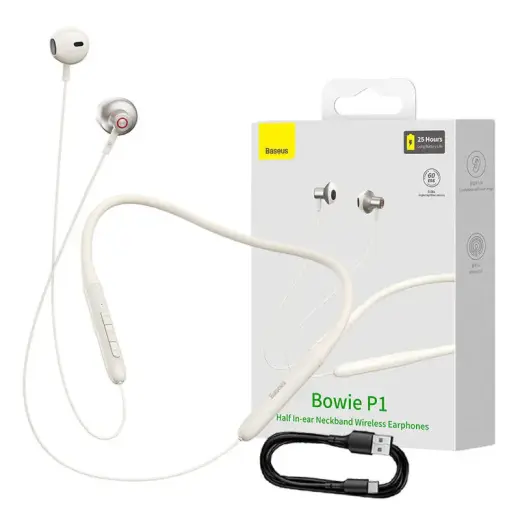 Neckband Magnetic Sport Earphones Baseus Bowie P1 (creamy-white)