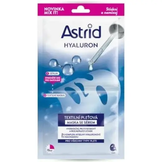 Astrid, Maschera Viso, - Textile Face Mask with Serum for All Skin Types Hyaluron 1 Pc
