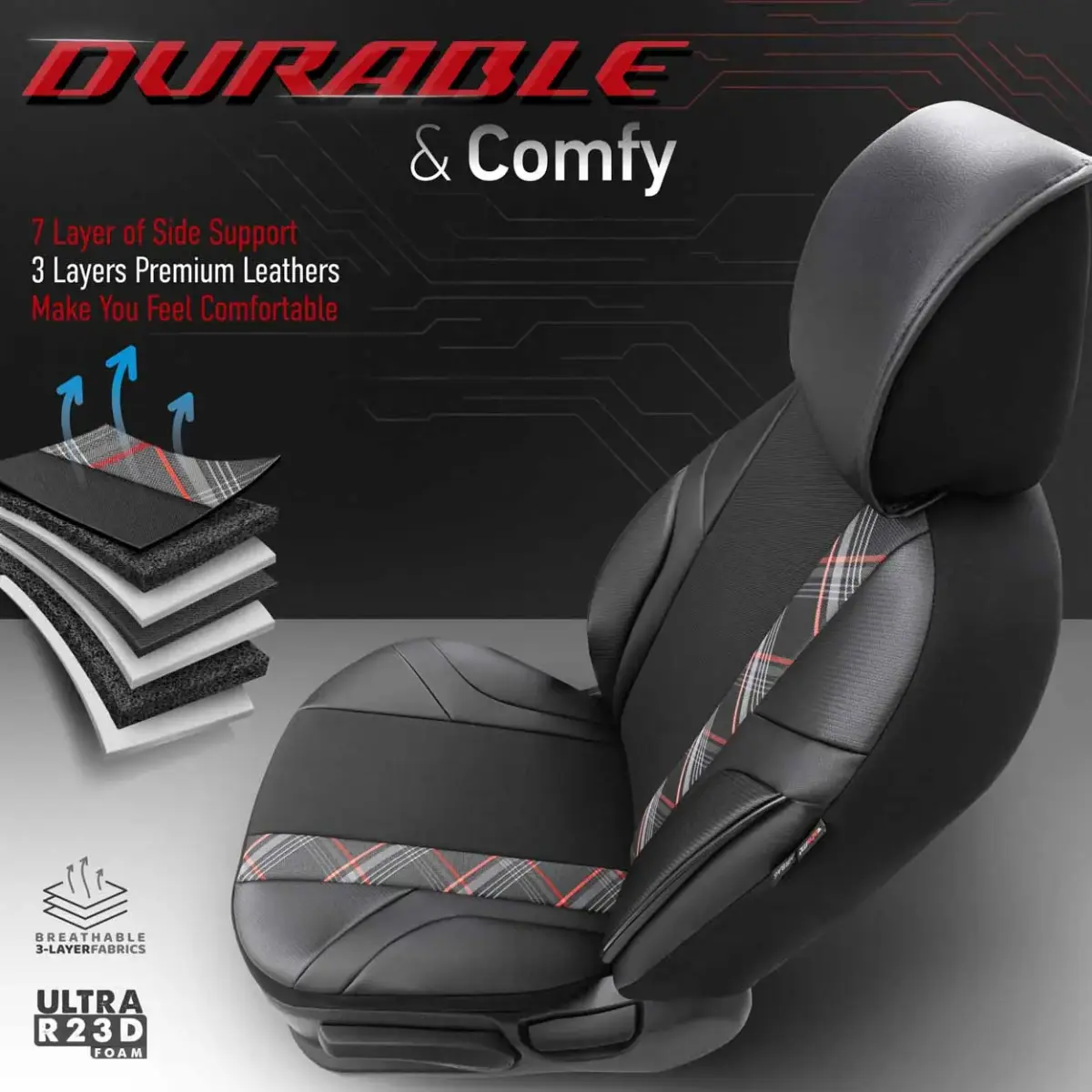 Car seat covers set OTOM HORIZON 1801 RED 3-ZIP