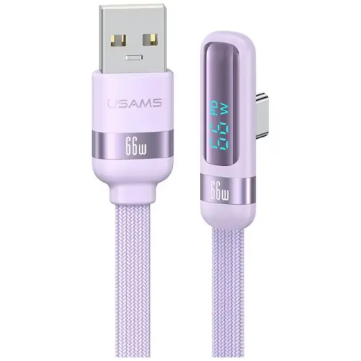 USAMS US-SJ651 datu pārraides un uzlādes vads | USB-A uz USB-C | violets