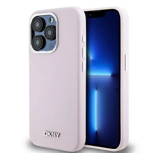 DKNY DKHMP14LSMCHLP iPhone 14 Pro 6.1" różowy|pink hardcase Liquid Silicone Small Metal Logo MagSafe