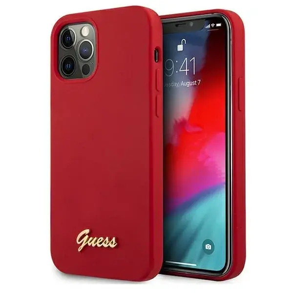 Guess GUHCP12LLSLMGRE iPhone 12 Pro Max 6,7" czerwony|red hardcase Metal Logo Script