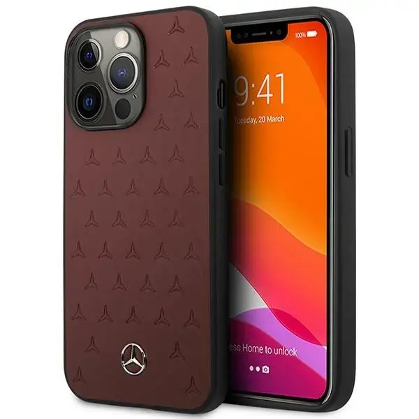 Mercedes MEHCP13XPSQRE iPhone 13 Pro Max 6,7" czerwony|red hardcase Leather Stars Pattern